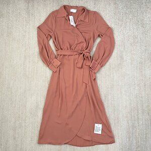 NWT ASOS Long Sleeve Wrap Midi Dress 12 Boho Cocktail